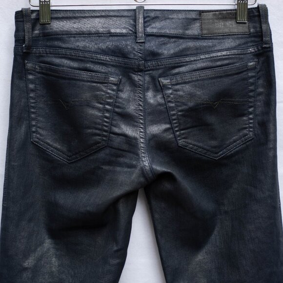 Diesel Grupee Women’s Jeans 26x32 Super Slim Skinny Low Rise Blue Coated Denim - Picture 6 of 14